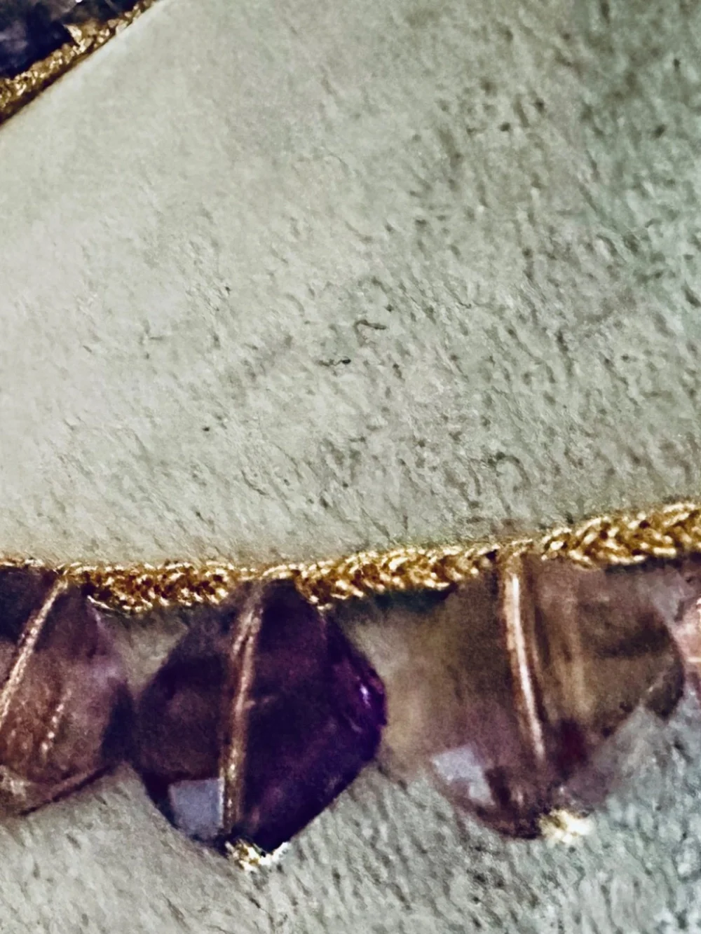 vintage Amertrine  vintage large faceted necklace purple golden highlights